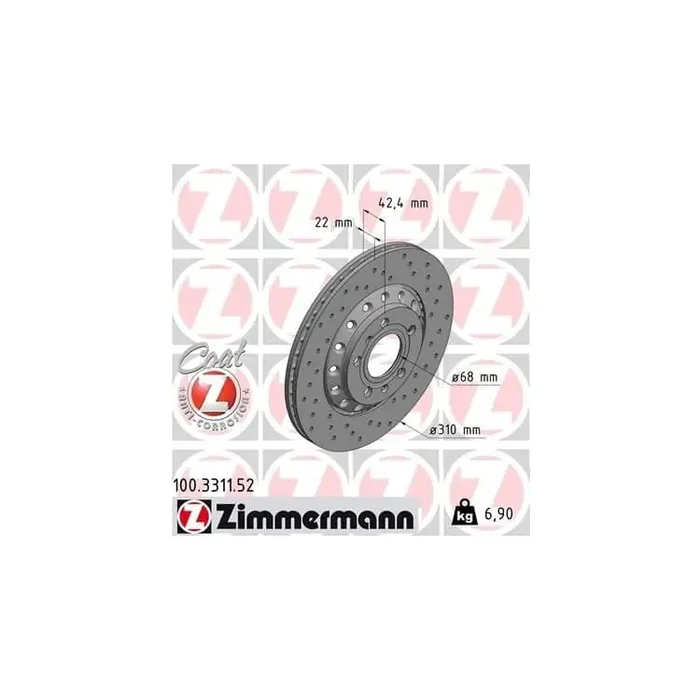 1 Zimmermann Sportbremsscheibe 100.3311.52 Audi A8 VW Phaeton