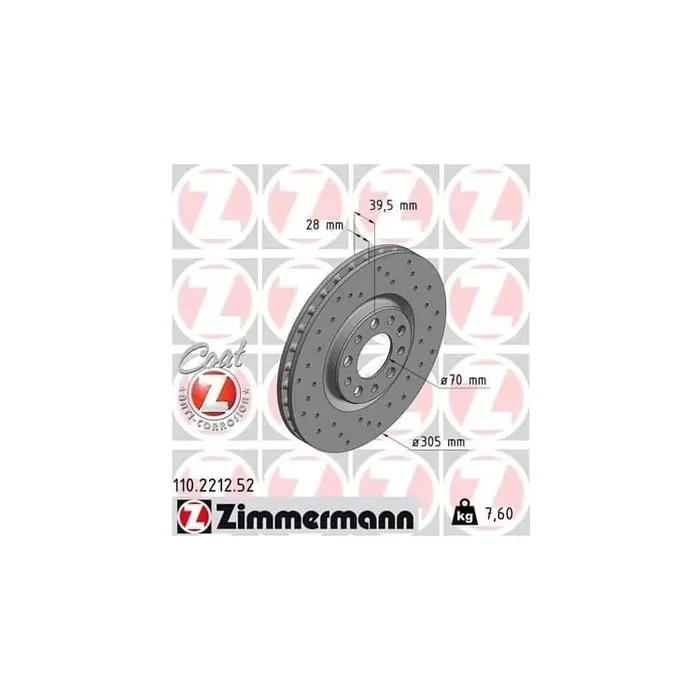 1 Zimmermann Sportbremsscheibe 110.2212.52 Alfa Romeo 159 Brera Giulietta Spider