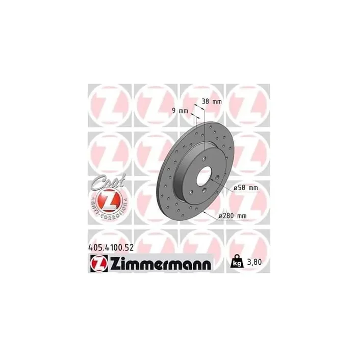 1 Zimmermann Sportbremsscheibe 405.4100.52 Smart Cabrio City-Coupe Crossblade Fortwo Roadster