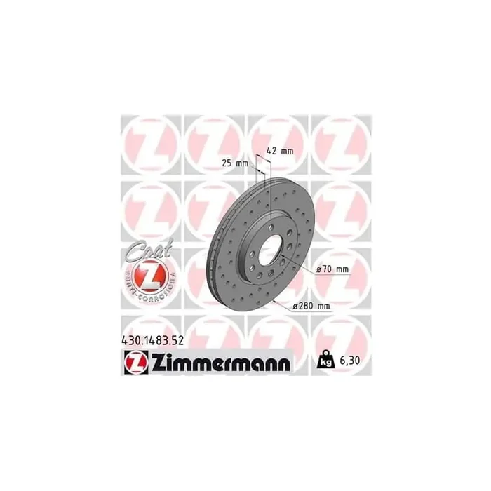 1 Zimmermann Sportbremsscheibe 430.1483.52 Opel Astra Combo Corsa Meriva Zafira