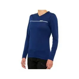 100% Ridecamp Langarm Fahrradtrikot Damen (blau)