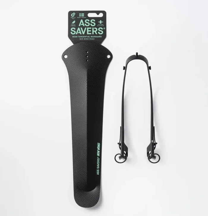 Ass Savers Win Wing 2 Road WRS-2 Spritzschutz, ultraleichtes Hinterrad-Schutzblech für Rennräder bis 35mm Reifenbreite, einfache werkzeuglose Montage, Farbe: Black Dot