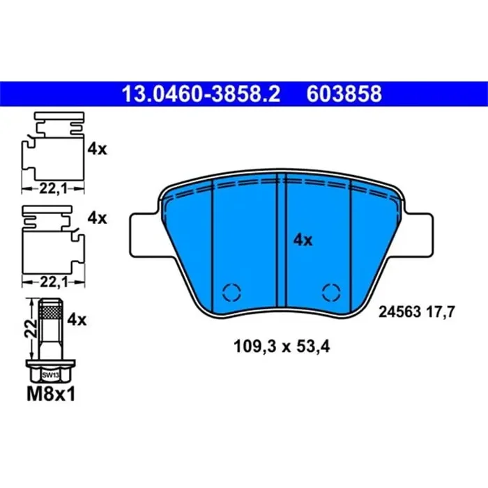 ATE Bremsbeläge hinten Audi A1 A3 Seat Leon Skoda VW