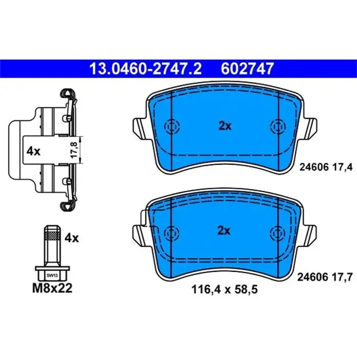 ATE Bremsbeläge hinten Audi A4 A5 Q5