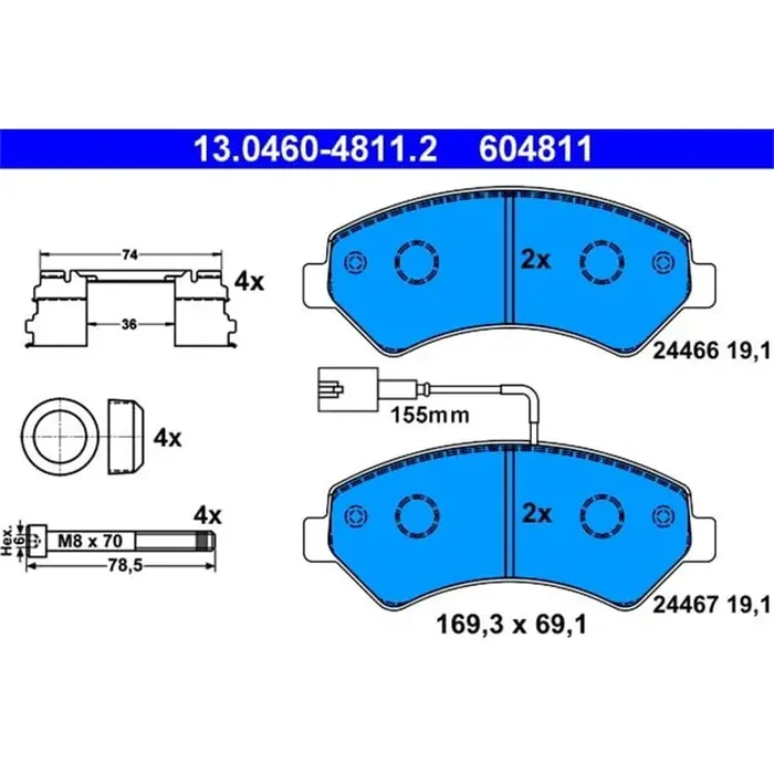 ATE Bremsbeläge vorne Citroen Jumper Fiat Ducato Peugeot Boxer 2.0 – 3.0