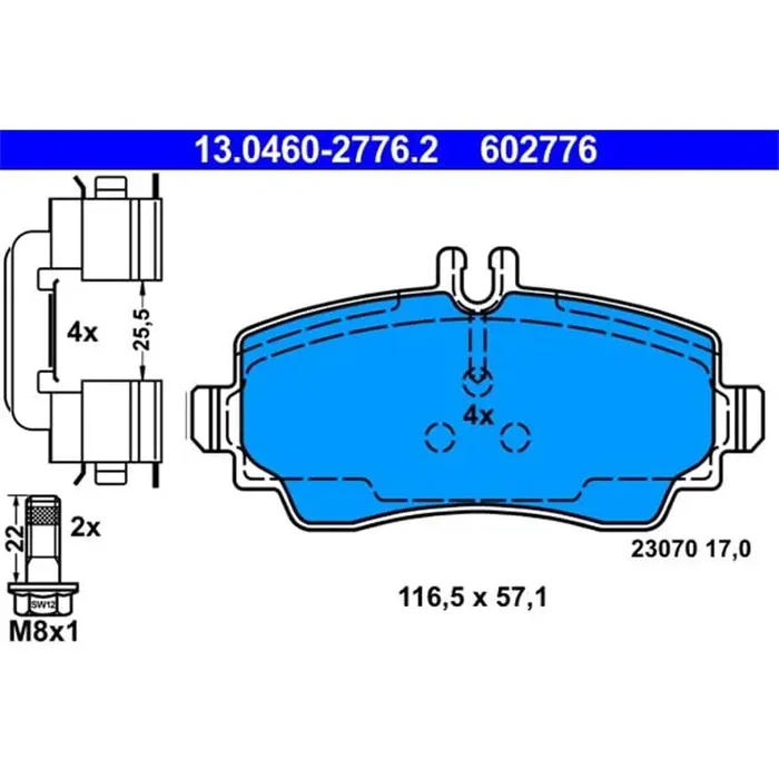 ATE Bremsbeläge vorne Mercedes A-Klasse W168 A 140 – 190