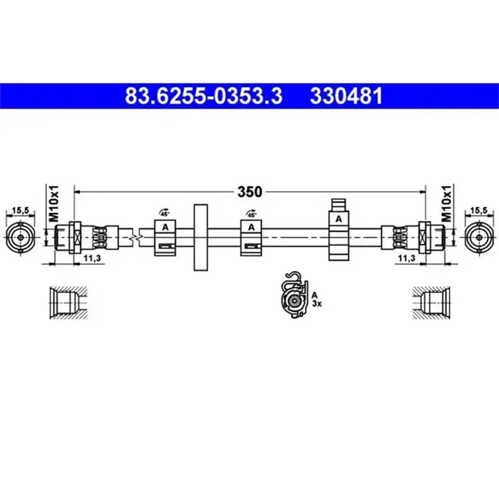 ATE Bremsschlauch vorne links VW Transporter T4 1.9-2.8 VR6