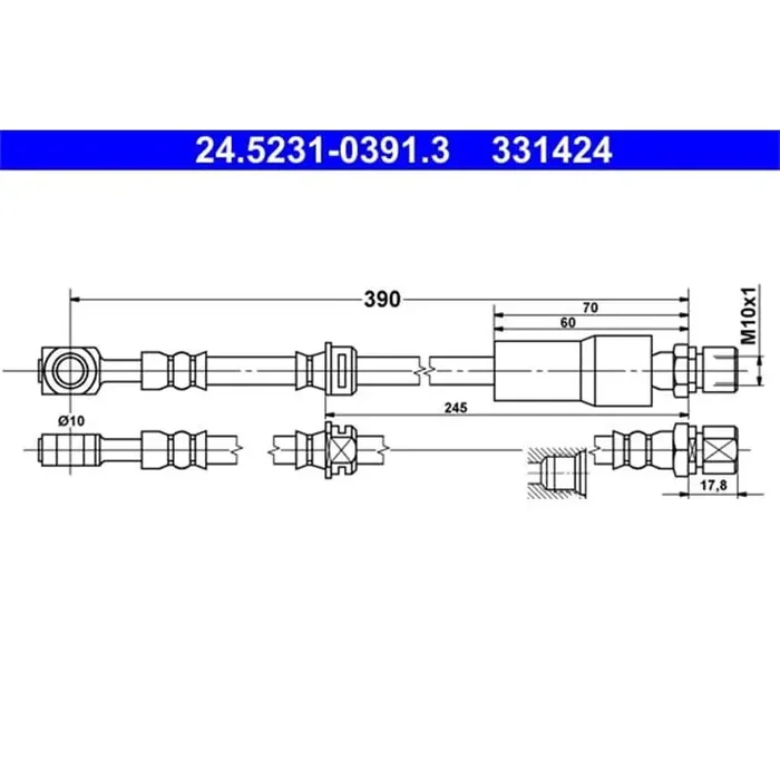 ATE Bremsschlauch vorne Opel Vectra B + Caravan CC