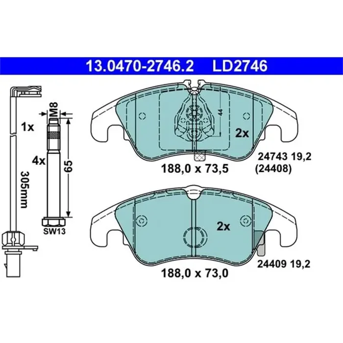 ATE Ceramic Bremsbeläge vorne Audi A4 A5 Allroad Avant quattro