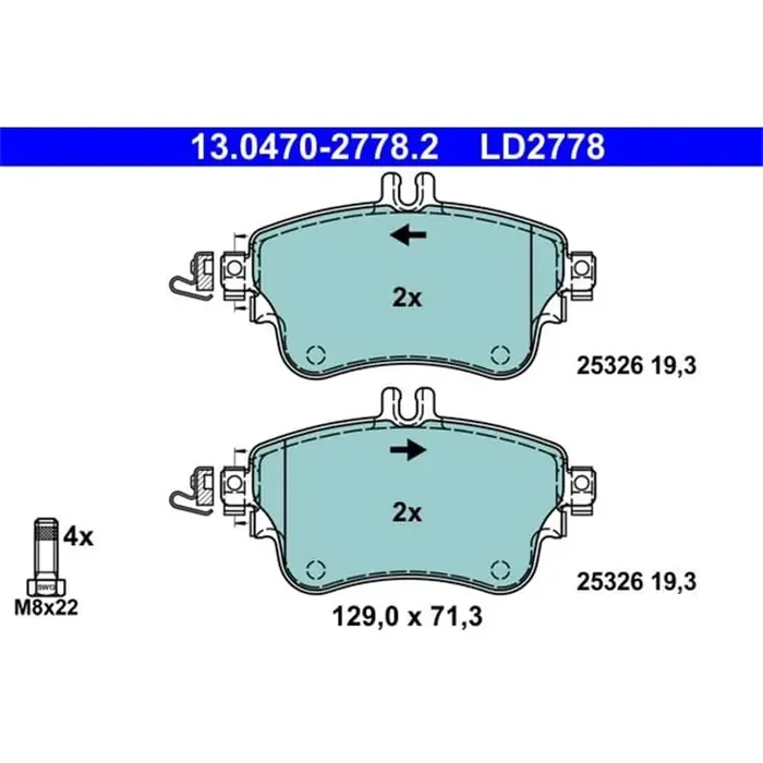ATE Ceramic Bremsbeläge vorne Mercedes A-Klasse W176 B-Klasse W246 W242