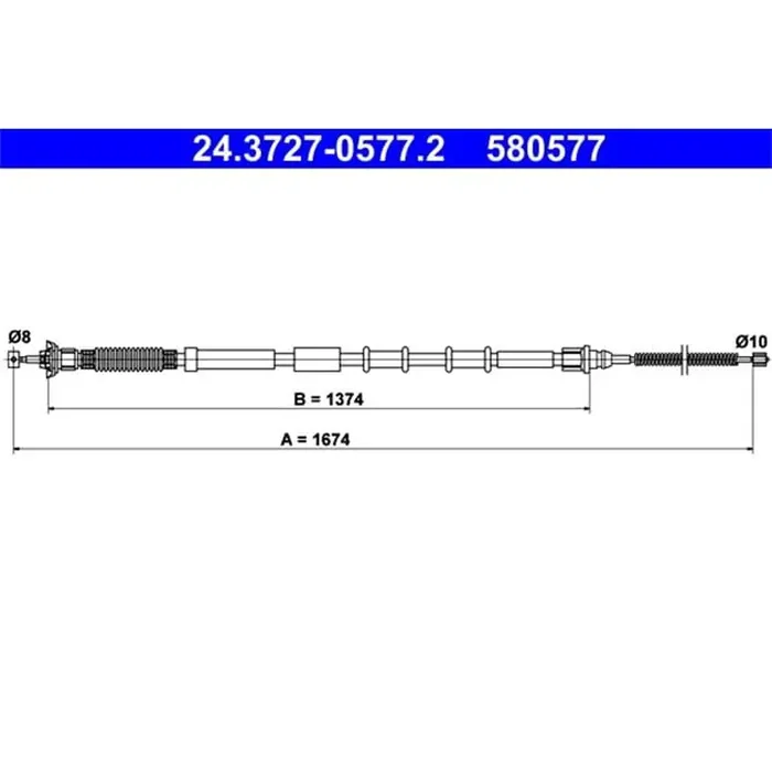 ATE Handbremsseil hinten links Länge 1674 Fiat Grande Punto Schrägheck 1,2 1,3 1,4