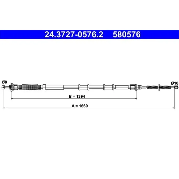 ATE Handbremsseil hinten rechts Länge 1660 Fiat Grande Punto 199 0,9 1,2 Schrägheck