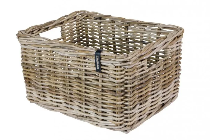 Basil Dax S Rattan Fahrradkorb 27x37x21 cm – grau – ohne Befestigungsmaterial, ideal für Transporträder, umweltfreundlich