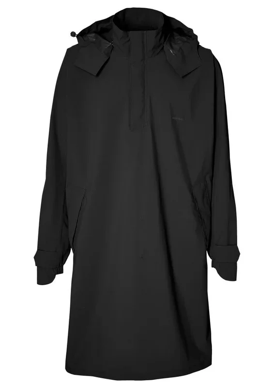 Basil Mosse Regenponcho Unisex jet black Gr. M/L – wasserdicht 5.000 WP, atmungsaktiv 5.000 MVP, Kapuze, Taschen, reflektierend