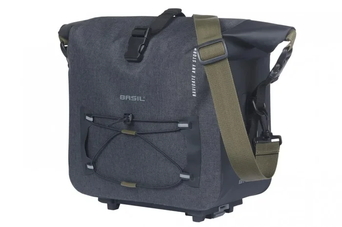 Basil Navigator Storm Trunkbag MIK 13 L – wasserdichte Gepäckträgertasche mit MIK-Adapterplatte (schwarz, 15x30x31 cm)