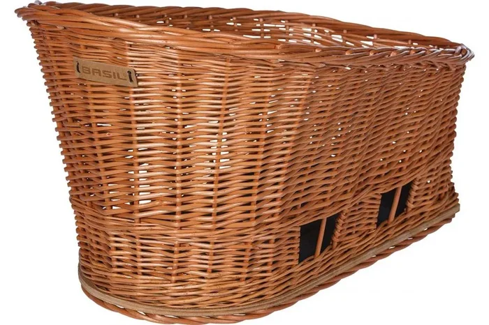 Basil Pasja MIK 2.0 L – Gepäckträger­korb für Tiere, Weide, braun, mit vormontierter MIK-Adapterplatte, ca. 38 Liter, max. 10 kg
