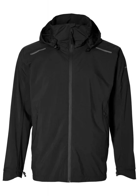 Basil Skane Herren Regenjacke schwarz S – wasserdicht & atmungsaktiv (10.000 WP/MVP), T-Fabric mit DWR-Beschichtung, ergonomischer Schnitt, reflektierend & helmtauglich