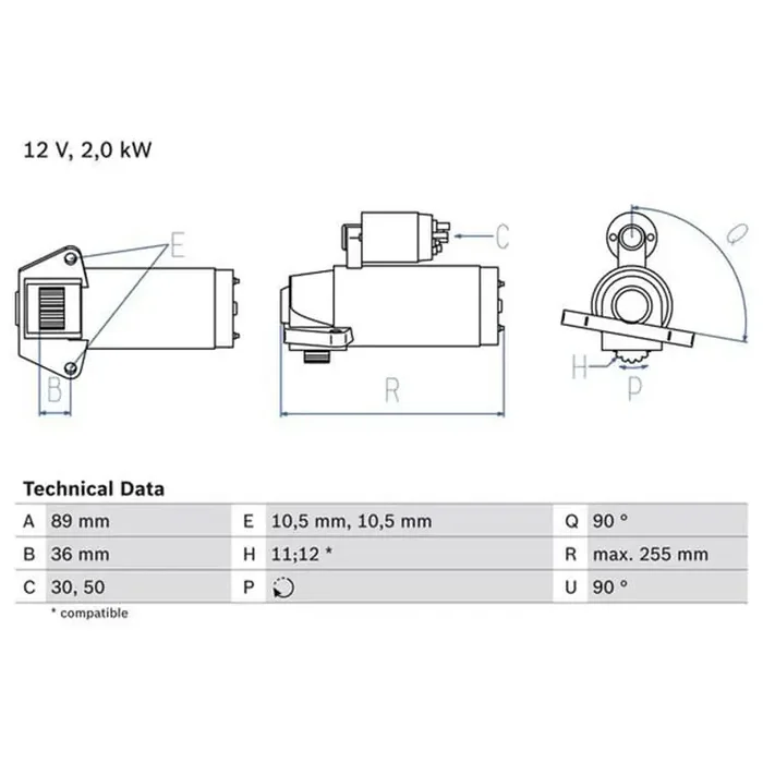 Bosch Anlasser Citroen Jumper Fiat Ducato Ford Land Rover Peugeot