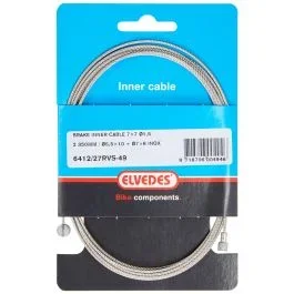 Bremszug Innen Elvedes 2250 mm 7×7 Stränge Edelstahl ø1,5 mm mit V-Nippel ø5,5 × 10 und T-Nippel ø7 × 6 mm