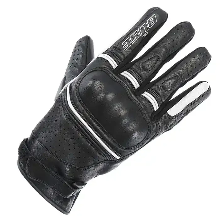 Büse Main Motorradhandschuhe Leder schwarz-weiß 10