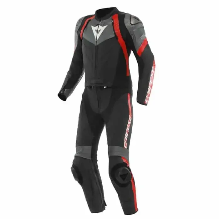 Dainese Avro 4 Lederkombi schwarz-grau-rot 50