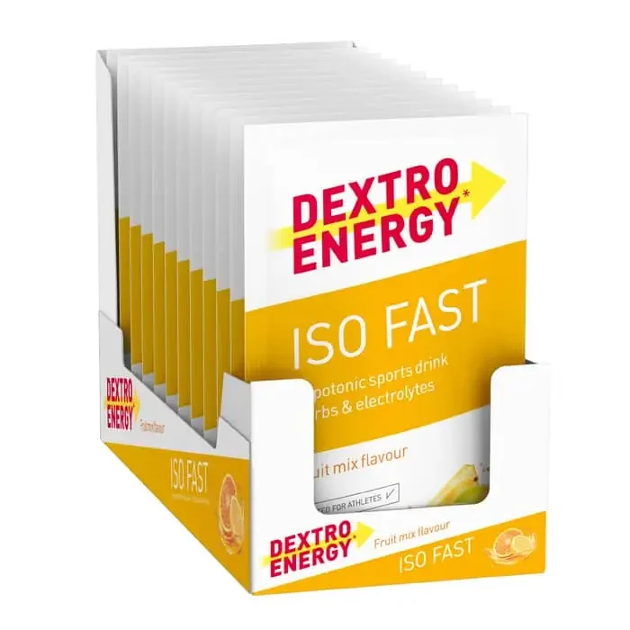 Dextro Energy* Iso Fast Drink isotonisches Getränkepulver Box (12 x 56 g) Fruit Mix