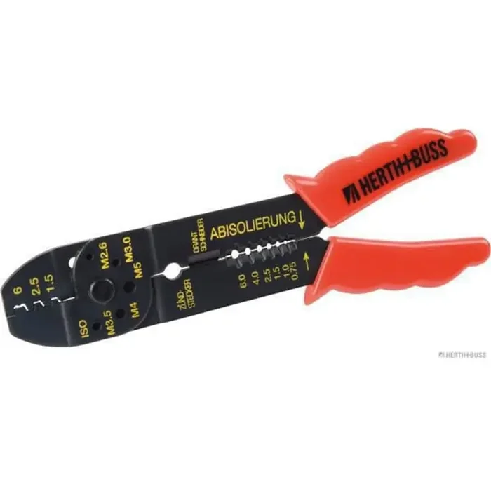 Elparts Crimpzange mit Kabelschneider für unisolierte Kontakte