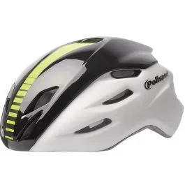 Fahrradhelm Polisport Aero-R Large 58-61 cm – Weiß Matt / Leuchtendes Schwarz / Gelb Fluor
