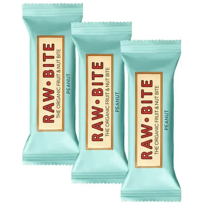 Raw Bite The Organic Fruit Nut Bite Energieriegel vegan 3er-Set (3 x 50 g) Peanut