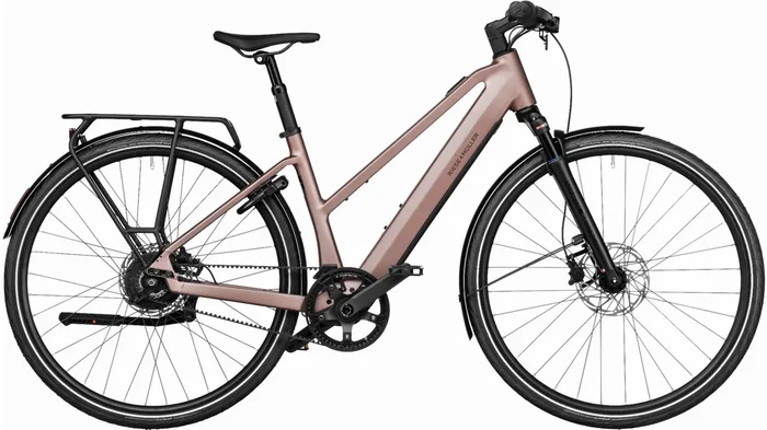 Riese & Müller UBN Seven vario 430 Wh E-Bike Trapez 28″ LED Hub, Gepäckträger UBN, Rahmenschloss, Suspension Kit rose TB 45 cm