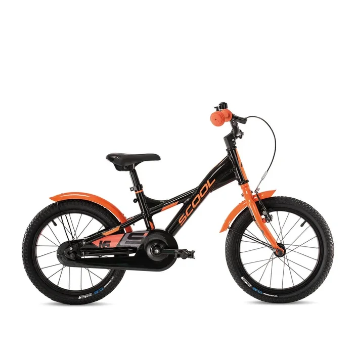 S’COOL Junior Bikes Kinderfahrrad | XXlite 16 Zoll 1-Gang Black/Orange