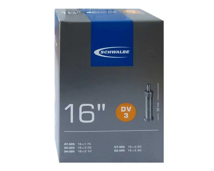 Schwalbe Schlauch 16 Zoll DV 3 – 16×1.75-2.50 Zoll 47/62-305 – 32 mm Fahrradventil