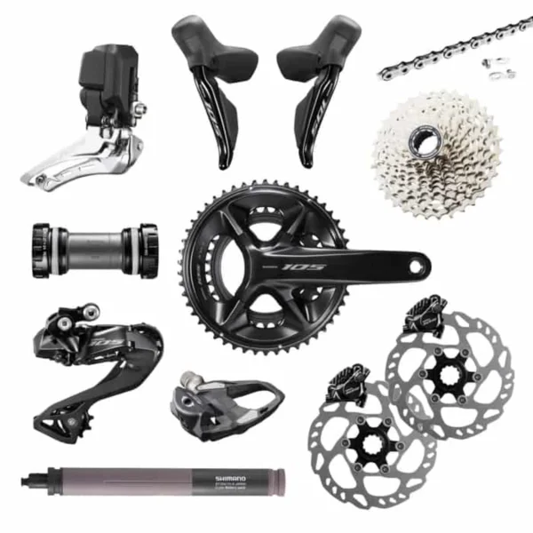 Shimano 105 R7100 Di2 2 x 12-fach Rennrad-Gruppe + PD-R7000 105 Carbon Pedale