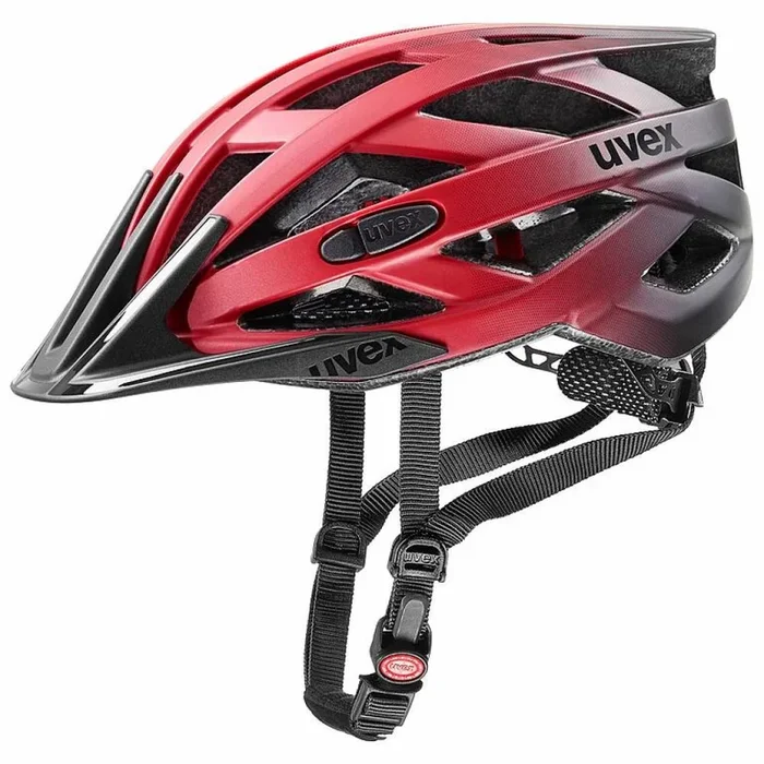 Uvex i-vo cc Fahrradhelm red-black matt 52-57 cm – leichter Allround-Helm mit 24 Belüftungen, 3D IAS, abnehmbares Visier, LED-ready