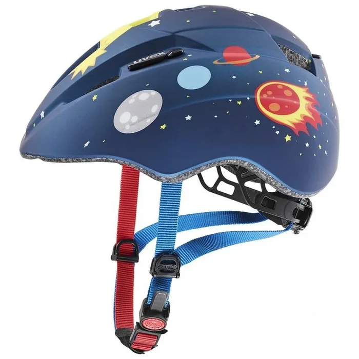 uvex Kid 2 cc – Leichter Kinderhelm mit Inmould-Technologie, IAS-Größenanpassung, Fliegennetz, LED-kompatibel – dark blue rocket matt – 46-52 cm