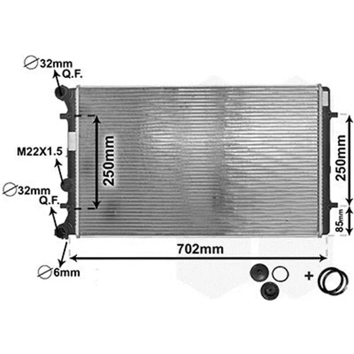 Van Wezel Wasserkühler Audi A3 TT Seat Toledo Skoda Octavia VW Golf Polo