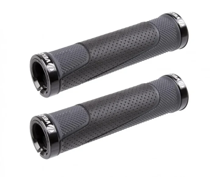 VELO D3 Alu-Gel Schraubgriffe 130 mm schwarz-grau – 3-Komponenten‑Gel, Alu-Klemmringe, inkl. Endstopfen