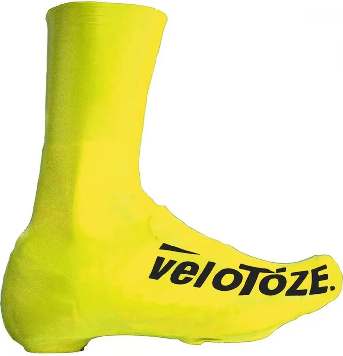 VeloToze Road 2.0 Überschuhe Lang Gelb S (37-40) Wasserdicht, winddicht, aerodynamisch, verstärkte Sohle, ideal für 5-19 °C