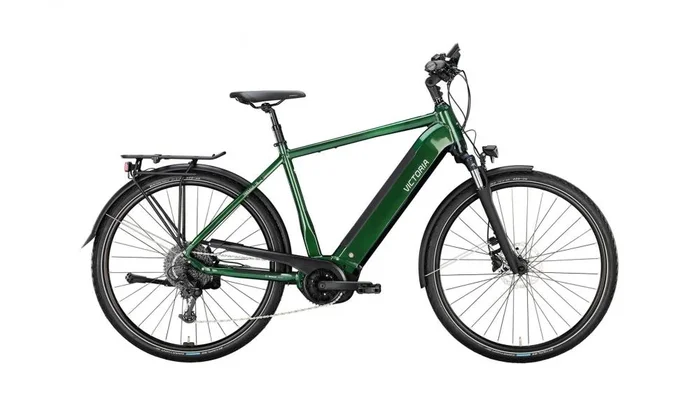 VICTORIA Elektro-Trekkingrad „TRESALO 12″ (#1), Diamant, 28“, emerald green, 1×9-Gang SHIMANO „Cues“, 60cm