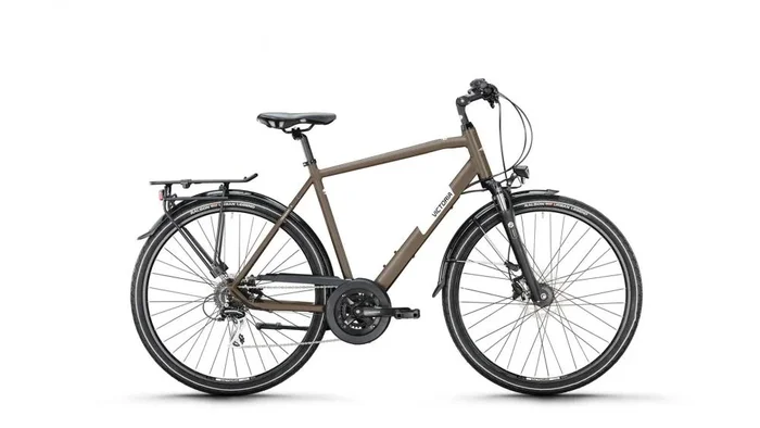 VICTORIA Trekkingrad „TREQANA 4″ Mod. 24, Diamant, 28“, earth grey matt, 3×8-Gang Microshift „RD-M36L“, 56 cm / LnnMit 24 Gängen bietet das Alltagsmodell ausreichend Übersetzungsbandbreite, um auch kleinere Anstiege gut zu meistern. Die hydraulischen Disc