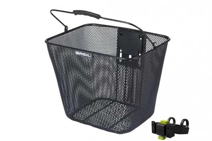 Vorderradkorb Basil Bilbao sw, feinmaschig, Stahl, KF, inkl. Halter