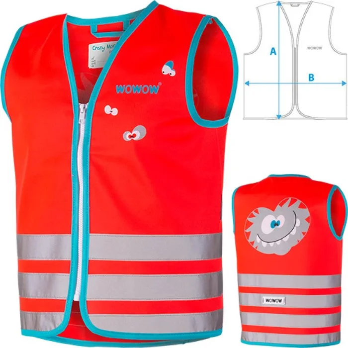 Wowow Sicherheitsweste Crazy Monster Jacket für Kinder Größe L rot