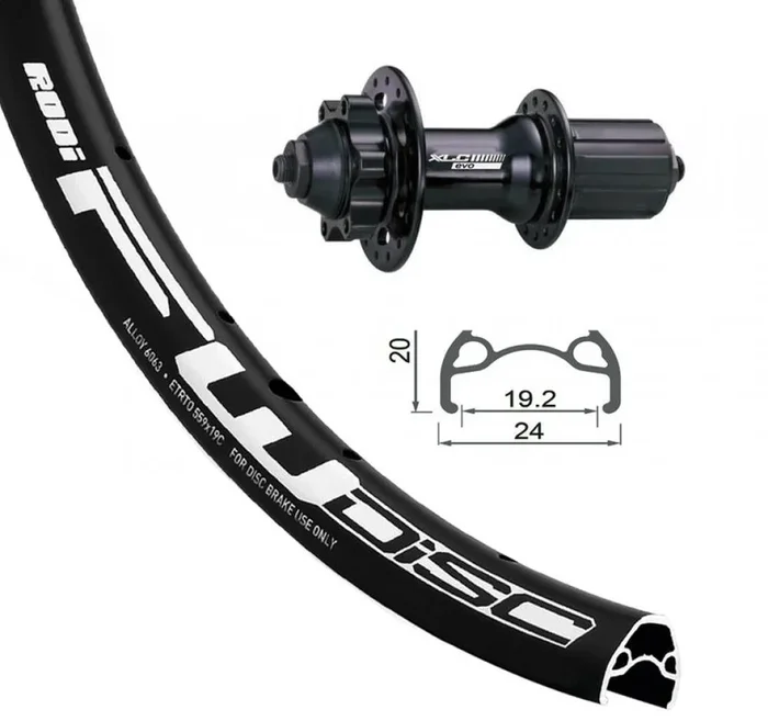 XLC Laufrad|Hinterrad 24×1.90 Zoll 6-Loch schwarz Schnellspanner 32-Loch Rodi FW Disc schwarz Nirosta-Speichen schwarz